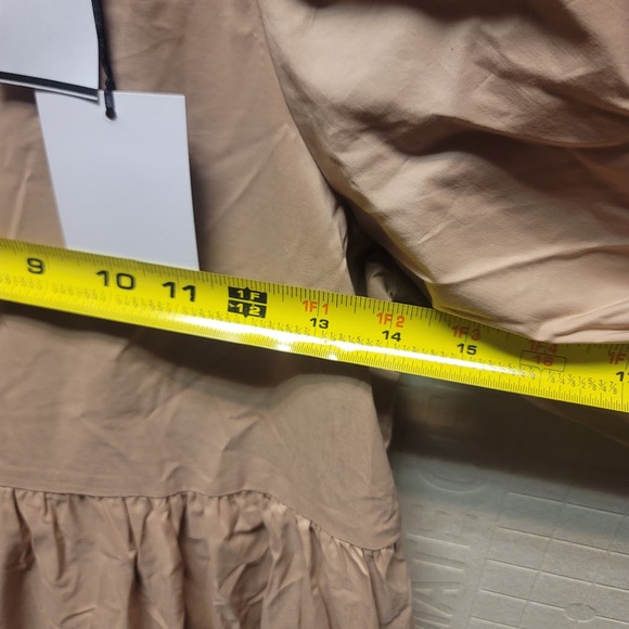 Code X Mode Taupe DRESS PUFF SLEEVES Pockets SIZE Small lightweight Tiered NEW - Picture 8 of 8